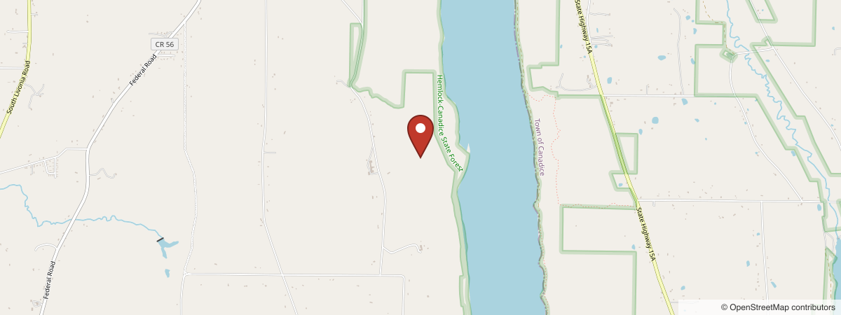 Map to the winery at 7107 Vineyard Road, Conesus NY (OpenStreetMap)